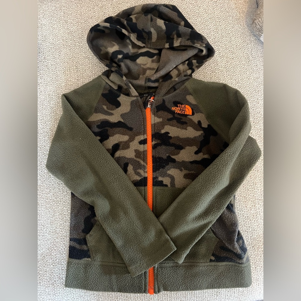 The North Face Kids Camo Hoodie - Olive and Orange